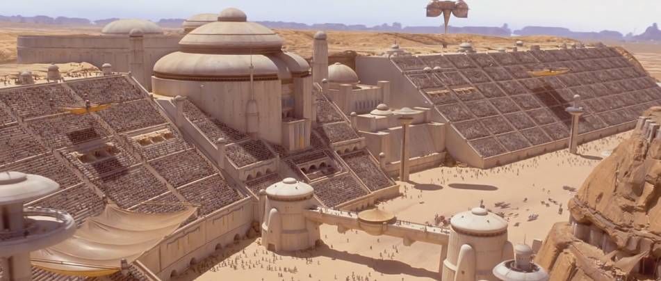 The podracing track’s stands on the desert planet, Tatooine.